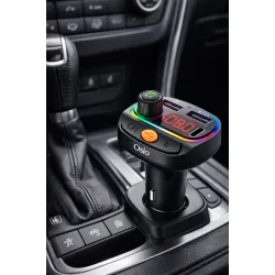 Osio OFT-4265BT Bluetooth FM Transmitter Αυτοκινήτου με 1×USB-A + 1×USB-C, Hands-Free & Φωτισμό 7 Χρωμάτων (Μαύρο)