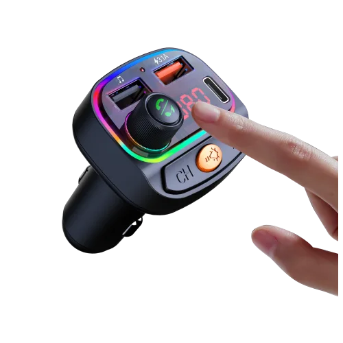 Osio OFT-4265BT Bluetooth FM Transmitter Αυτοκινήτου με 1×USB-A + 1×USB-C, Hands-Free & Φωτισμό 7 Χρωμάτων (Μαύρο)