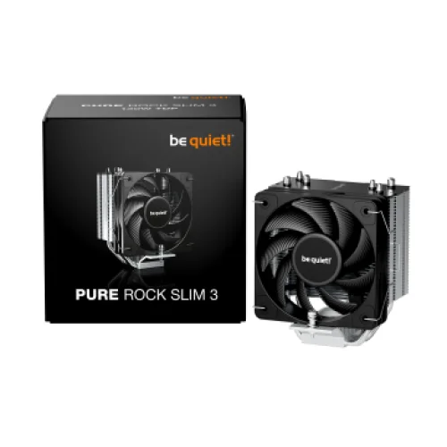 BEQUIET CPU AIR COOLER PURE ROCK SLIM 3 BK047, 130W TDP, INTEL SOCKET LGA 1851/1700, AMD AM4/AM5, 100MM PWM FAN, SILVER/BLACK, 3YW.