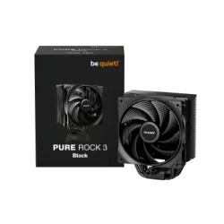 BEQUIET CPU AIR COOLER PURE ROCK 3 BLACK BK039, 190W TDP, INTEL SOCKET LGA 1851/1700/1200/1150/1151/1155, AMD AM4/AM5, 120MM PWM FAN, 3YW.