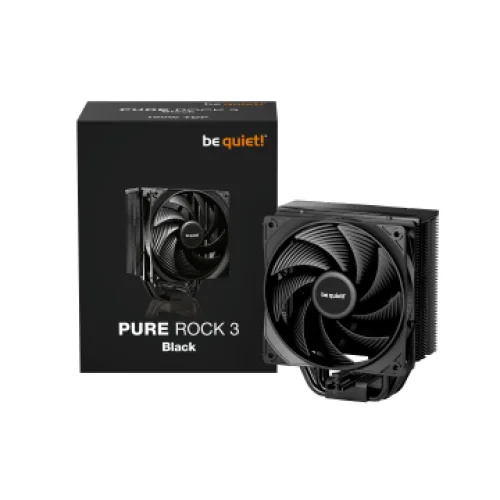 BEQUIET CPU AIR COOLER PURE ROCK 3 BLACK BK039, 190W TDP, INTEL SOCKET LGA 1851/1700/1200/1150/1151/1155, AMD AM4/AM5, 120MM PWM FAN, 3YW.