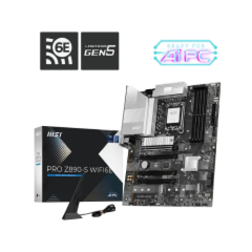 MSI MB PRO Z890-S WIFI6E, SOCKET INTEL LGA1851, CS INTEL Z890, 4 DIMM SOCKETS DDR5, DP/ HDMI, PCI-E GEN 5.0, 2.5G LAN, WIFI6E, ATX, 3YW.