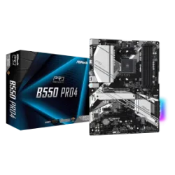 ASROCK MB B550 PRO4, SOCKET AMD AM4, CS AMD B550, 4 DIMM SOCKETS DDR4, D-SUB/HDMI, PCI-E GEN 4.0, GIGABIT LAN, ATX, 2YW.