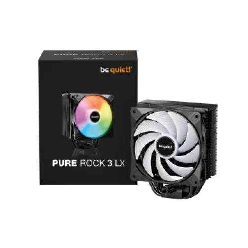 BEQUIET CPU AIR COOLER PURE ROCK 3 LX BK040, 190W TDP, INTEL SOCKET LGA 1851/1700/1200/1150/1151/1155, AMD AM4/AM5, 120MM PWM ARGB FAN, BLACK, 3YW.