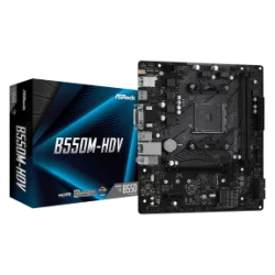 ASROCK MB B550M-HDV, SOCKET AMD AM4, CS AMD B550, 2 DIMM SOCKETS DDR4, D-SUB/DVI-D/HDMI, PCI-E GEN 4.0, GIGABIT LAN, MICRO-ATX, 2YW.