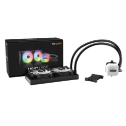BEQUIET CPU HYDRO COOLER LIGHT LOOP 240MM BW020, INTEL SOCKET LGA 1851/1700/1200/1150/1151/1155, AMD AM4/AM5, SQUARE ARGB ILLUMINATING COOLING BLOCK, 2x120MM FAN LIGHT WINGS LX PWM HIGH-SPEED, BLACK, 3YW.