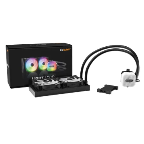 BEQUIET CPU HYDRO COOLER LIGHT LOOP 240MM BW020, INTEL SOCKET LGA 1851/1700/1200/1150/1151/1155, AMD AM4/AM5, SQUARE ARGB ILLUMINATING COOLING BLOCK, 2x120MM FAN LIGHT WINGS LX PWM HIGH-SPEED, BLACK, 3YW.