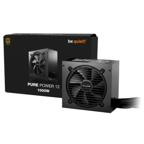 BEQUIET PSU PURE POWER 12 1000W BP005EU, GOLD CERTIFIED, EXCEPTIONALLY SILENT 12CM FAN, 10YW.