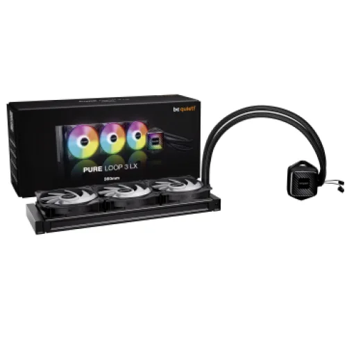 BEQUIET CPU HYDRO COOLER PURE LOOP 3 LX 360MM BW031EU, INTEL SOCKET LGA 1851/1700/1200/1150/1151/1155, AMD AM4/AM5, SQUARE ARGB ILLUMINATING COOLING BLOCK, 3x120MM FAN LIGHT WINGS LX PWM HIGH-SPEED, BLACK, 3YW.