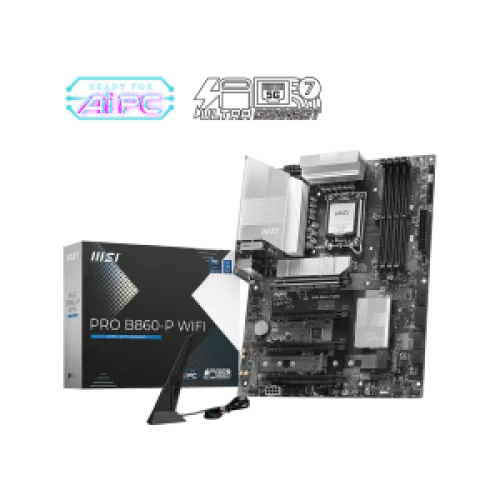 MSI MB PRO B860-P WIFI, SOCKET LGA1851 CPU, CS INTEL B860, 4 DIMM SOCKETS DDR5, HDMI/DP/ THUNDERBOLT V.4, PCI-E GEN 5.0, 5G LAN, WIFI7, ATX, 3YW.