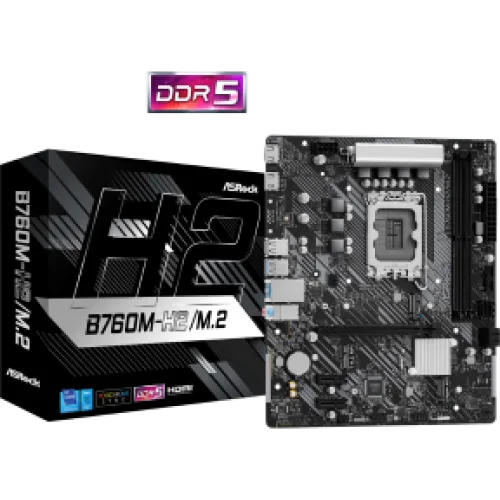 ASROCK MB B760M-H2/M.2, SOCKET INTEL LGA1700 14th/13th/12th GEN INTEL CPU, CS INTEL B760, 2 DIMM SOCKETS DDR5, 2 HDMI, PCI-E GEN 4.0, 2.5G LAN, MICRO-ATX, 3YW