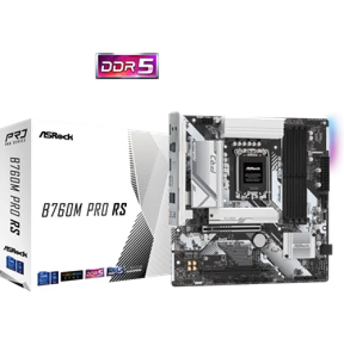 ASROCK MB B760M PRO RS, SOCKET INTEL LGA1700 14th/13th/12th GEN INTEL CPU, CS INTEL B760, 4 DIMM SOCKETS DDR5, HDMI/DP, PCI-E GEN 4.0, 2.5G LAN, MICRO-ATX, 3YW