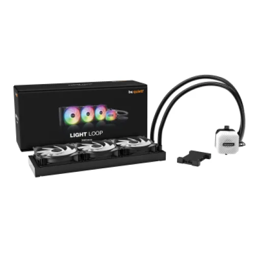 BEQUIET CPU HYDRO COOLER LIGHT LOOP 360MM BW022, INTEL SOCKET LGA 1851/1700/1200/1150/1151/1155, AMD AM4/AM5, SQUARE ARGB ILLUMINATING COOLING BLOCK, 3x120MM FAN LIGHT WINGS LX PWM HIGH SPEED, BLACK, 3YW.