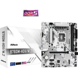 ASROCK MB B760M-HDV/M.2., SOCKET INTEL LGA1700 14th/13th/12th GEN INTEL CPU, CS INTEL B760, 2 DIMM SOCKETS DDR5, HDMI/DP/D-SUB, PCI-E GEN 4.0, 2.5G LAN, MICRO-ATX, 3YW.