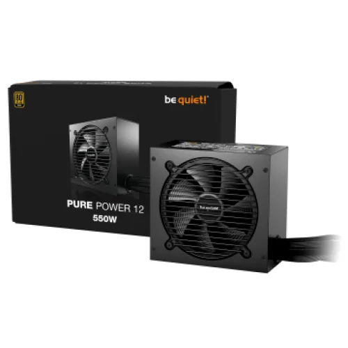 BEQUIET PSU PURE POWER 12 550W BP001EU, GOLD CERTIFIED, EXCEPTIONALLY  SILENT 12CM FAN, 10YW.