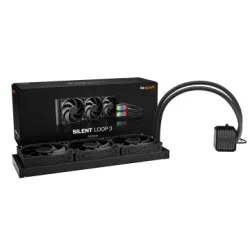 BEQUIET CPU HYDRO COOLER SILENT LOOP 3 420MM BW026, INTEL SOCKET LGA 1851/1700/1200/1150/1151/1155, AMD AM4/AM5, SQUARE ARGB ILLUMINATING COOLING BLOCK, 3x140MM FAN SILENT WINGS 4 PWM, BLACK, 3YW.