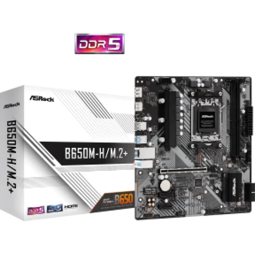 ASROCK MB B650M-H/M.2+, SOCKET AMD AM5, CS AMD B650, 2 DIMM SOCKETS DDR5, HDMI/DP, PCI-E GEN 5.0, GIGABIT LAN, MICRO-ATX, 3YW