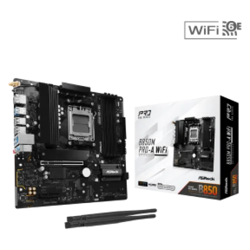 ASROCK MB B850M PRO-A WIFI, SOCKET AMD AM5, CS AMD B850, 4 DIMM SOCKETS DDR5, HDMI/ DP, PCI-E GEN 4.0, 2.5G LAN, WIFI6E, MICRO-ATX, 3YW.