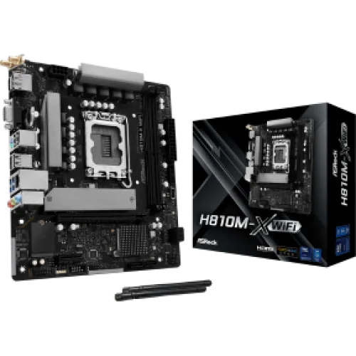 ASROCK MB H810M-X WIFI, SOCKET INTEL LGA1851 INTEL CPU, CS INTEL H810, 2 DIMM SOCKETS DDR5, HDMI/ D-SUB/ DP, PCI-E GEN 4.0, 2.5G LAN, MICRO-ATX, 3YW.