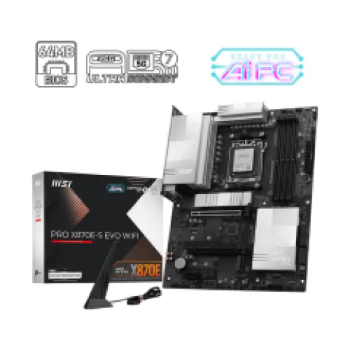 MSI MB PRO X870E-S EVO WIFI, SOCKET AMD AM5, CS AMD X870E, 4 DIMM SOCKETS DDR5, DP/ HDMI, PCI-E GEN 5.0, 5G LAN, WIFI7, ATX, 3YW.