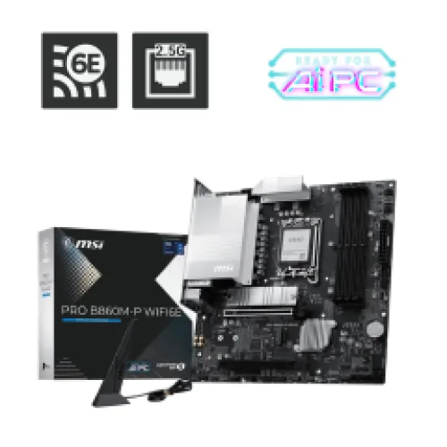 MSI MB PRO B860M-P WIFI6E, SOCKET LGA1851 CPU, CS INTEL B860, 4 DIMM SOCKETS DDR5, HDMI/DP/ VGA, PCI-E GEN 5.0, 2.5G LAN, WIFI6E, ATX, 3YW.