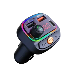 Osio OFT-4265BT Bluetooth FM Transmitter Αυτοκινήτου με 1×USB-A + 1×USB-C, Hands-Free & Φωτισμό 7 Χρωμάτων (Μαύρο)