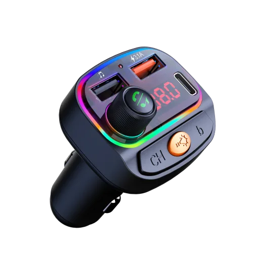 Osio OFT-4265BT Bluetooth FM Transmitter Αυτοκινήτου με 1×USB-A + 1×USB-C, Hands-Free & Φωτισμό 7 Χρωμάτων (Μαύρο)